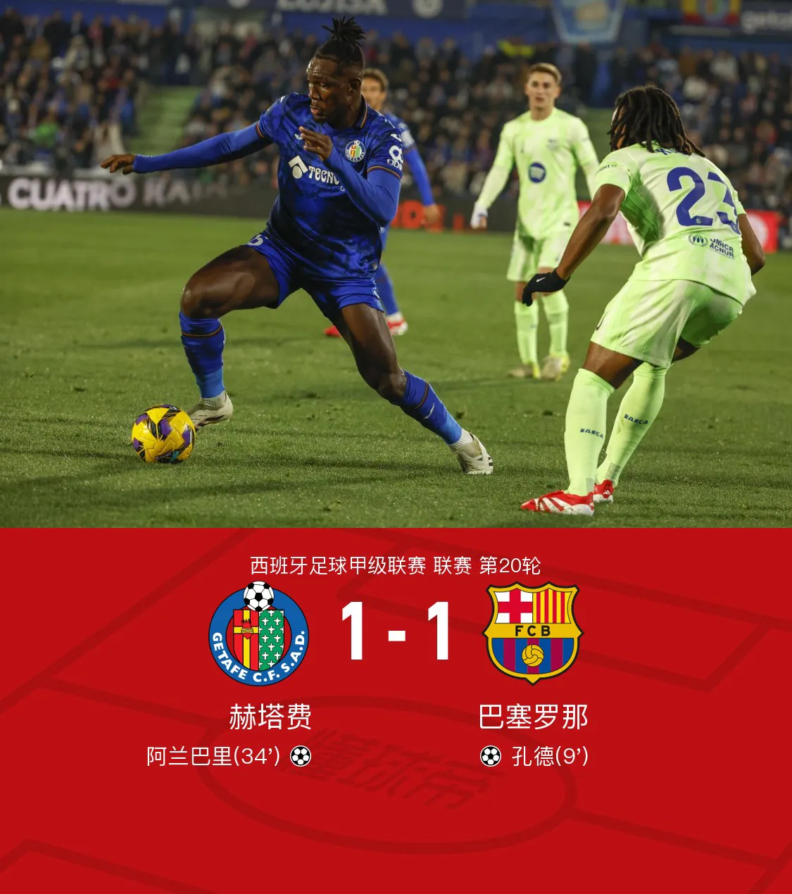 巴萨边锋连续比赛中攻入进球